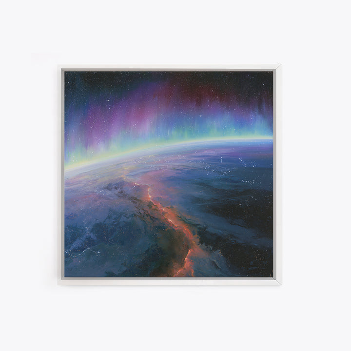 Aurora Viewed from Orbit Canvas Print, Space Art, Minimalist Decor, Spa Decor, Fine Art, Serenity, Digital Art, SAR-1x1-91