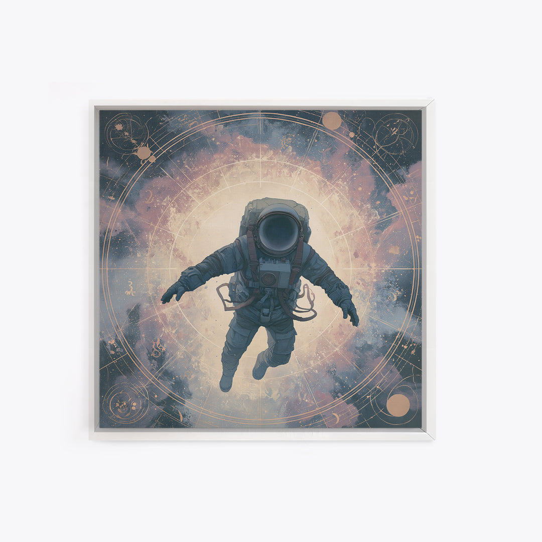 Astronaut Floating Near a Glowing Galaxy Canvas Print, Space Art, Painting, Spa Decor, Fine Art, Serenity, Canvas Wall Art, SAR-1x1-99