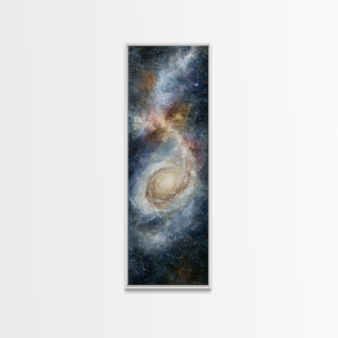 Galaxy Spiral in Jewel Tone Paint Canvas Print, Space Art, Living Room Wall Art, Spa Decor, Oil Painting, Serenity, SAR-1x3-27