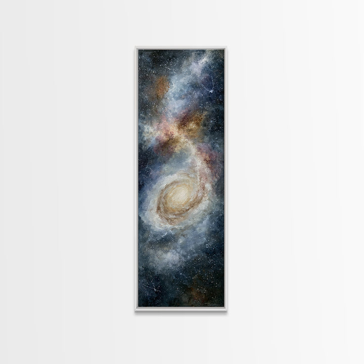 Galaxy Spiral in Jewel Tone Paint Canvas Print, Space Art, Living Room Wall Art, Spa Decor, Oil Painting, Serenity, SAR-1x3-27