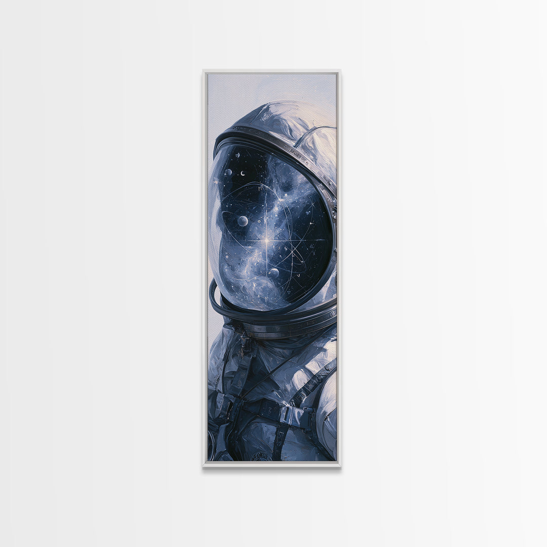 Astronaut Helmet Reflecting a Nebula Framed Canvas Print, Space Art, Canvas Wall Art, Spa Decor, Serenity, Gallery Decor, SAR-1x3-52