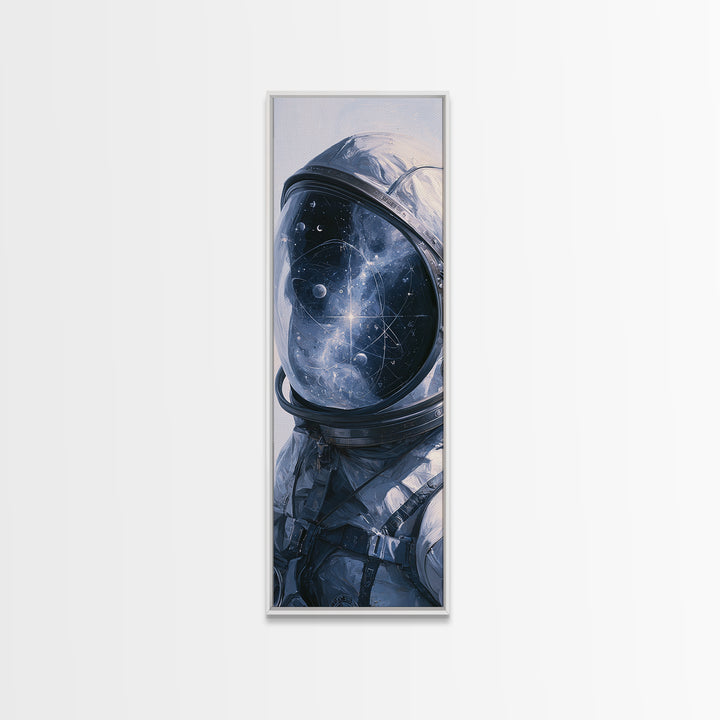 Astronaut Helmet Reflecting a Nebula Framed Canvas Print, Space Art, Canvas Wall Art, Spa Decor, Serenity, Gallery Decor, SAR-1x3-52