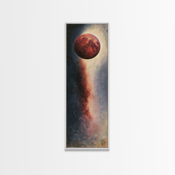Lunar Eclipse in Deep Red Tones Framed Canvas Print, Space Art, Contemporary Art, Spa Decor, Fine Art, Serenity, SAR-1x3-71