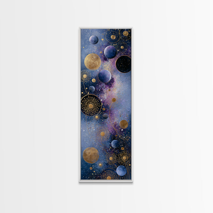 Cosmic Garden with Planets as Flowers Canvas Print, Space Art, Printable Art, Spa Decor, Oil Painting, Serenity, Modern Decor, SAR-1x3-73