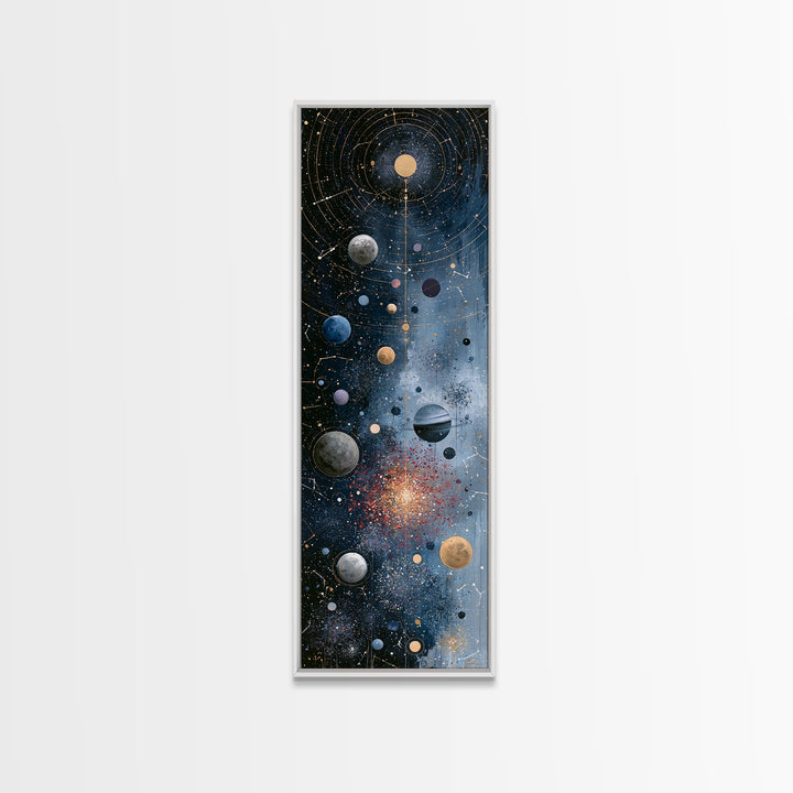 Cosmic Garden with Planets as Flowers Canvas Print, Space Art, Home Decor, Spa Decor, Fine Art, Serenity, Wall Art Prints, SAR-1x3-97