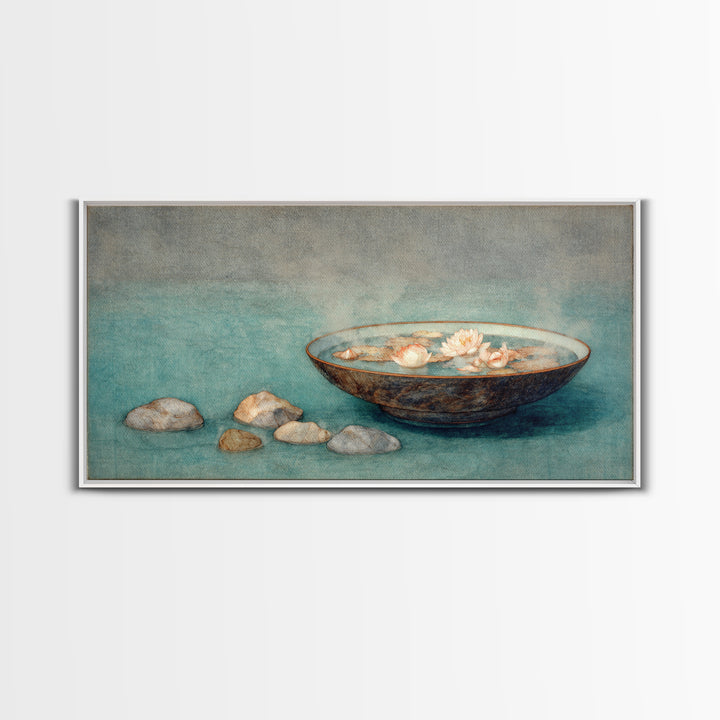 Meteor Shower over Black Sky Framed Canvas Print, Space Art, Minimalist Wall Art, Spa Decor, Fine Art, Serenity, Home Decor, SAR-2x1-19