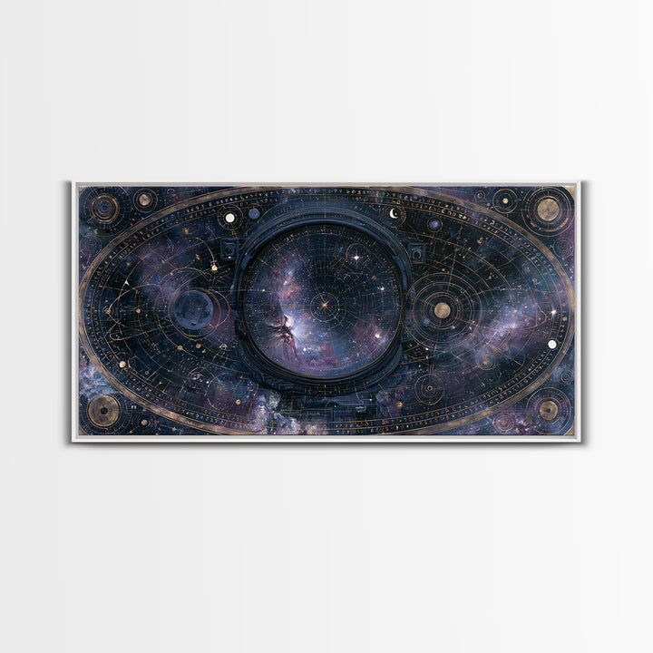 Astronaut Helmet Reflecting a Nebula Framed Canvas Print, Space Art, Room Decor, Spa Decor, Oil Painting, Serenity, SAR-2x1-60