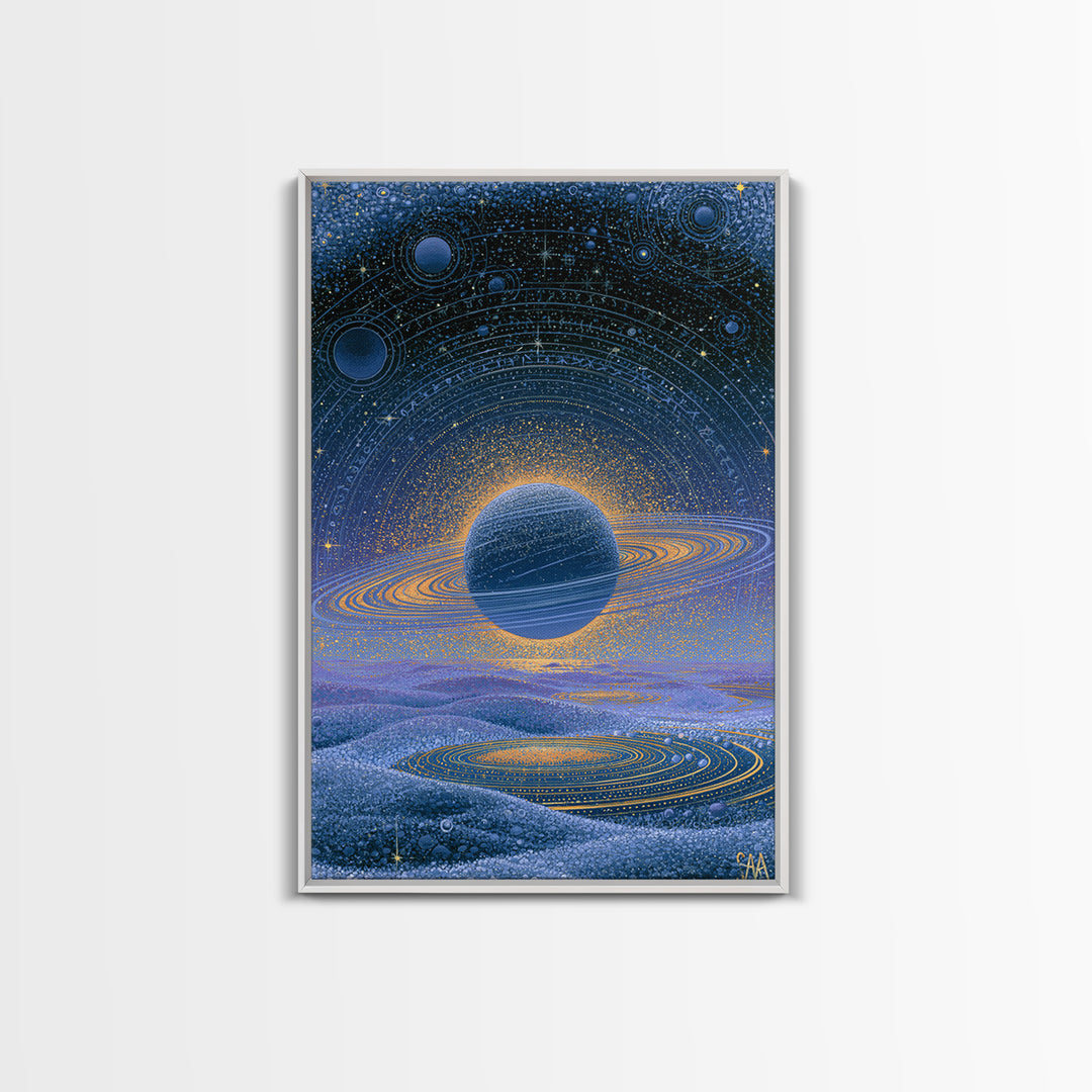 Ringed Planet Rising Canvas Print, Space Art, Wall Decor, Spa Decor, Fine Art, Serenity, Large Wall Art, Canvas Wall Art, SAR-2x3-10
