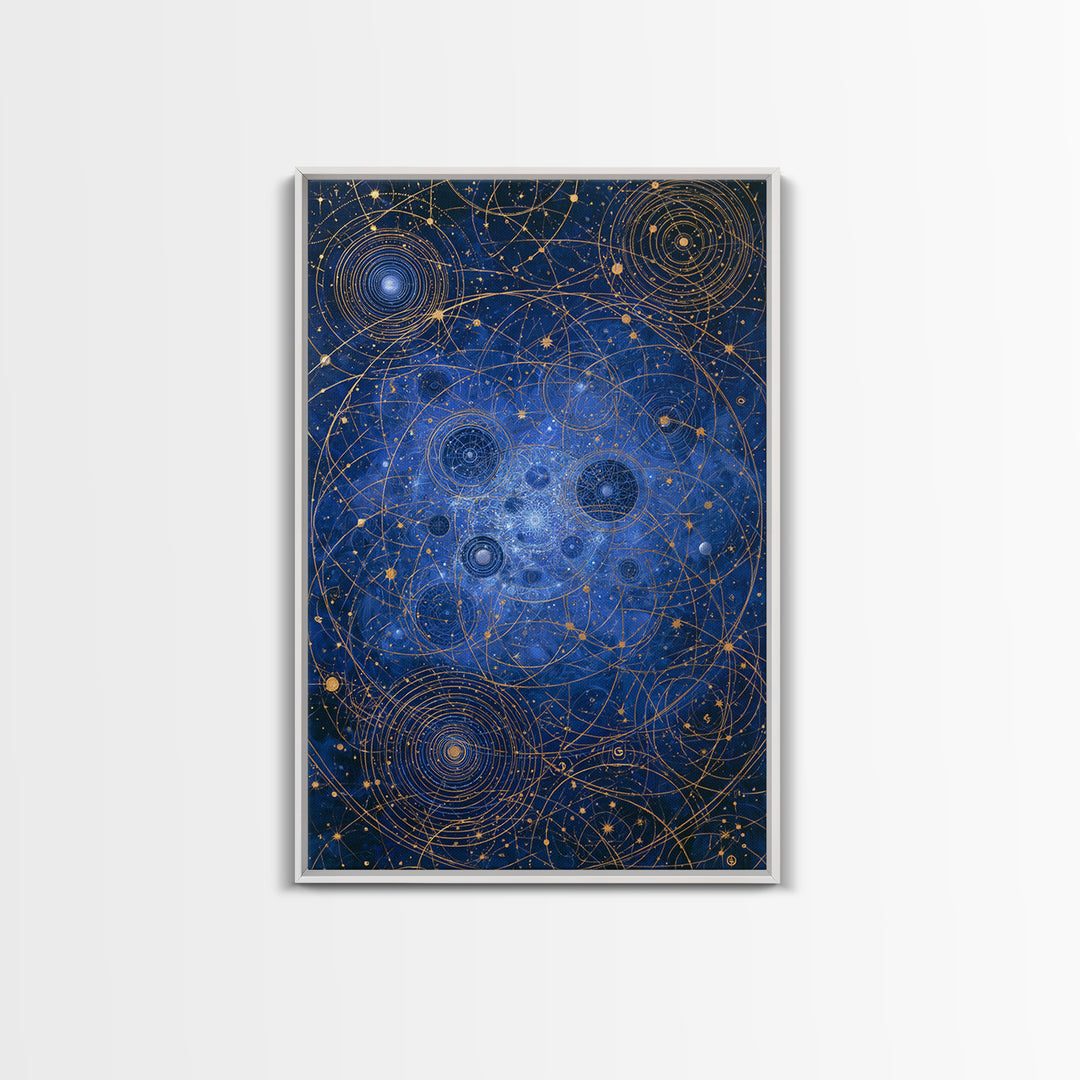 Distant Star Cluster Framed Canvas Print, Space Art, Digital Wall Art, Spa Decor, Fine Art, Serenity, Abstract Painting, SAR-2x3-100
