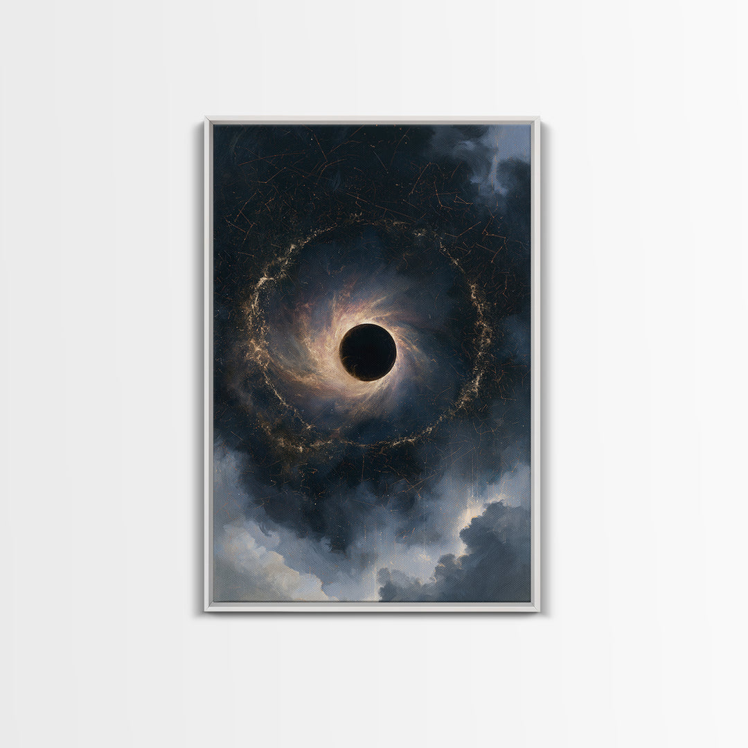Black Hole with Radiant Accretion Ring Canvas Print, Space Art, Art Print, Spa Decor, Fine Art, Serenity, Modern Wall Art, SAR-2x3-15