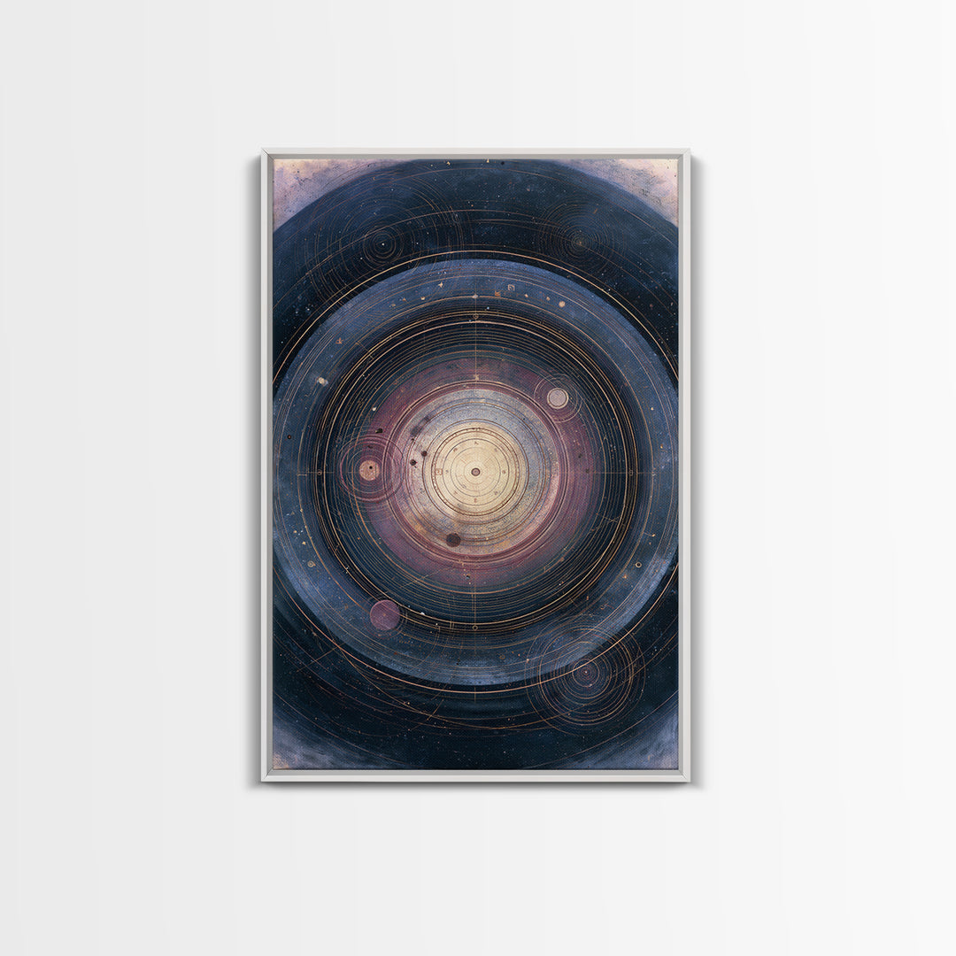 Planetary Rings Made of Ice and Light Framed Canvas Print, Space Art, Oil Painting, Spa Decor, Watercolor Art, Serenity, SAR-2x3-74