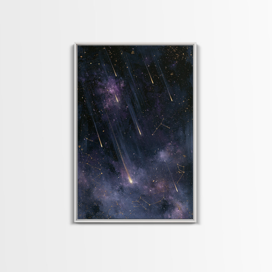 Meteor Shower over Black Sky Canvas Print, Space Art, Living Room Wall Art, Spa Decor, Fine Art, Serenity, Luxury Decor, SAR-2x3-79