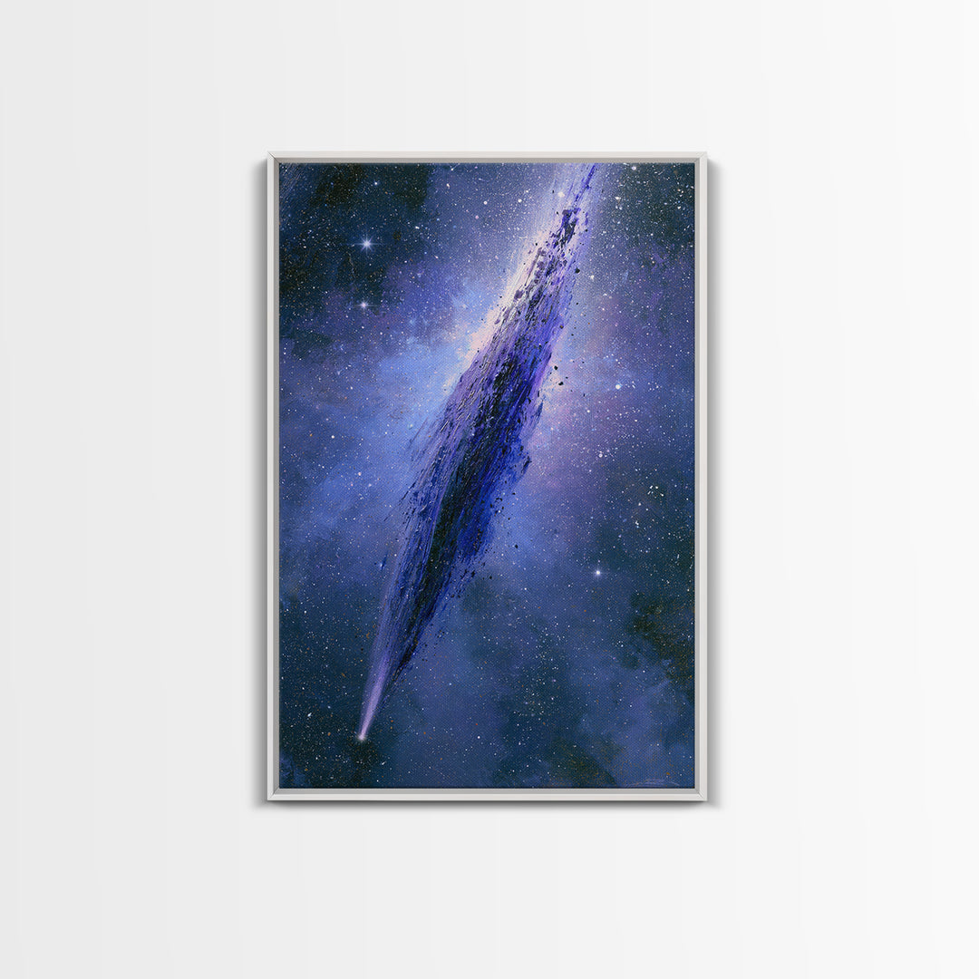 Comet Streaking Through Violet Darkness Canvas Print, Space Art, Spa Decor, Abstract Art, Serenity, Minimalist Wall Art, SAR-2x3-86
