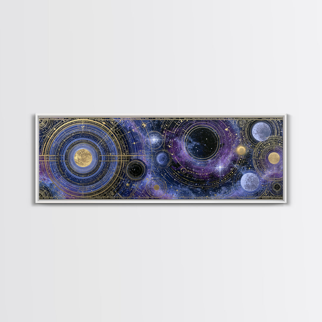 Solar System Arrangement Canvas Print, Space Art, Abstract Painting, Spa Decor, Fine Art, Serenity, Minimalist Decor, SAR-3x1-20