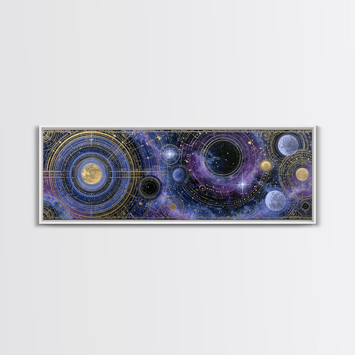 Solar System Arrangement Canvas Print, Space Art, Abstract Painting, Spa Decor, Fine Art, Serenity, Minimalist Decor, SAR-3x1-20