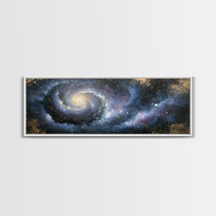 Galaxy Spiral in Jewel Tone Paint Framed Canvas Print, Space Art, Luxury Decor, Spa Decor, Fine Art, Serenity, Room Decor, SAR-3x1-7