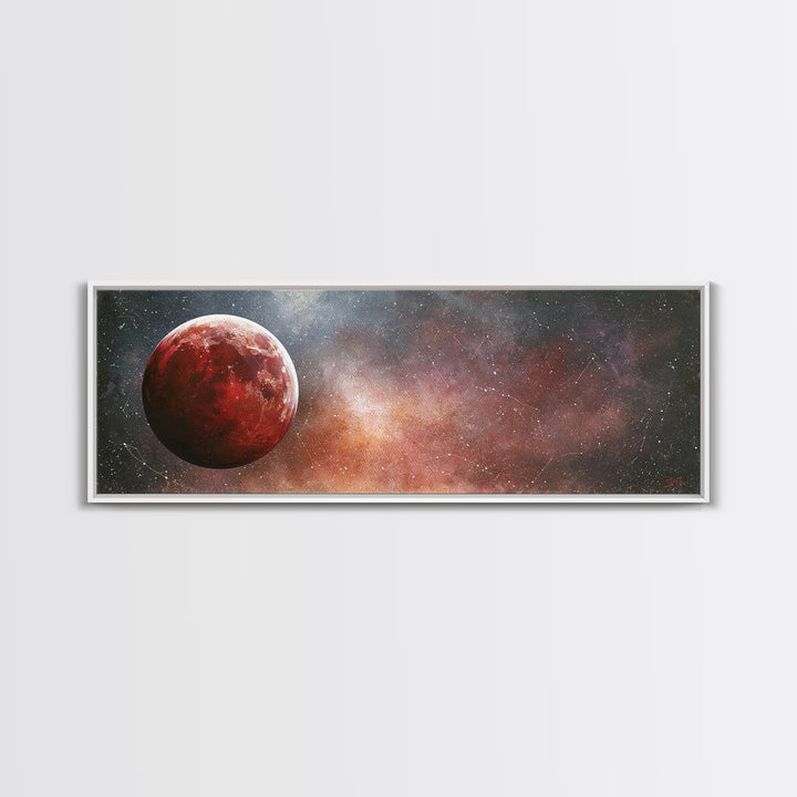 Lunar Eclipse in Deep Red Tones Canvas Print, Space Art, Large Wall Art, Spa Decor, Fine Art, Serenity, Minimalist Wall Art, SAR-3x1-75