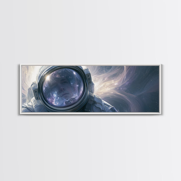 Astronaut Helmet Reflecting a Nebula Canvas Print, Space Art, Painting, Spa Decor, Fine Art, Serenity, Canvas Wall Art, SAR-3x1-80