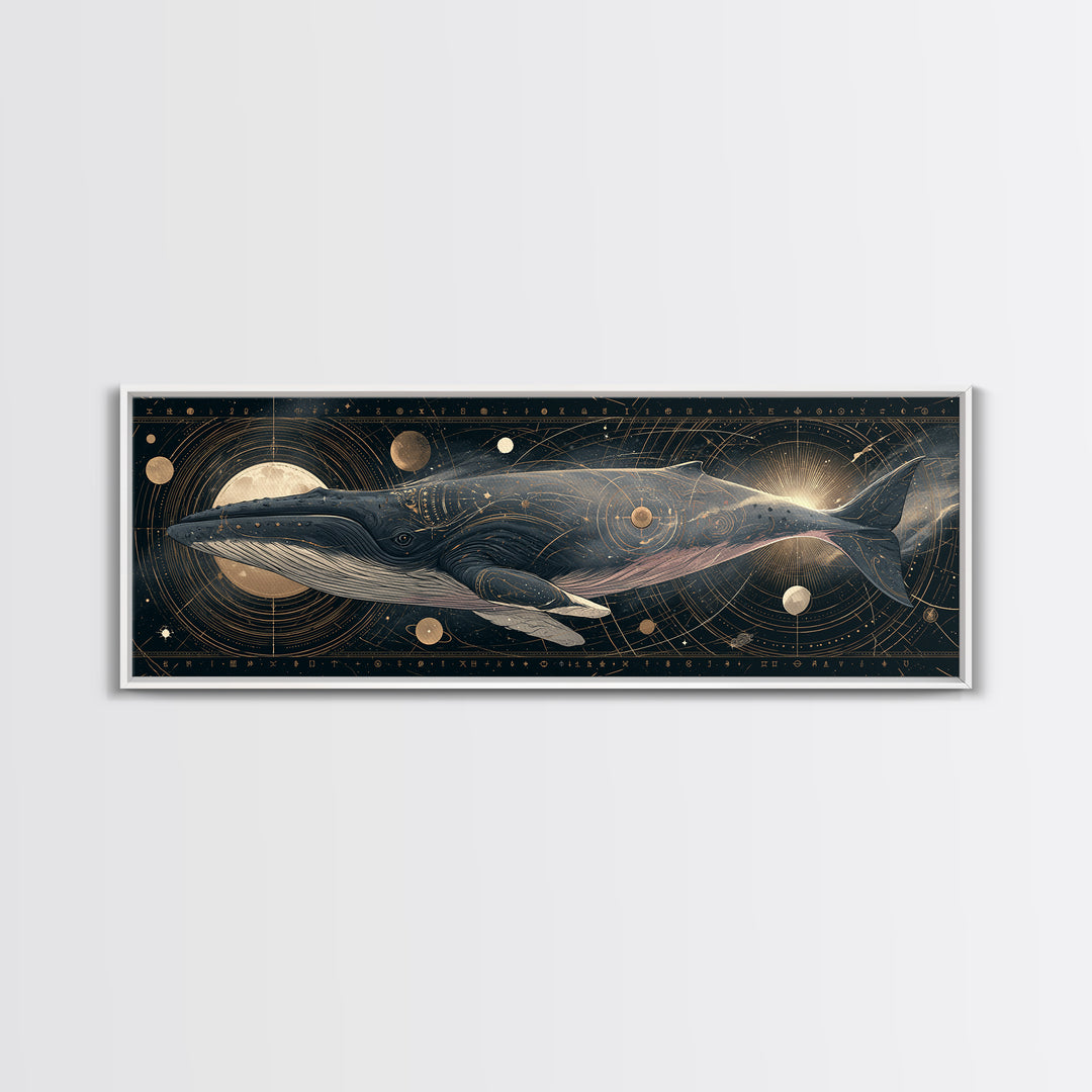 Space Whale Swimming Through Star Dust Canvas Print, Space Art, Wall Decor, Spa Decor, Fine Art, Serenity, Large Wall Art, SAR-3x1-96