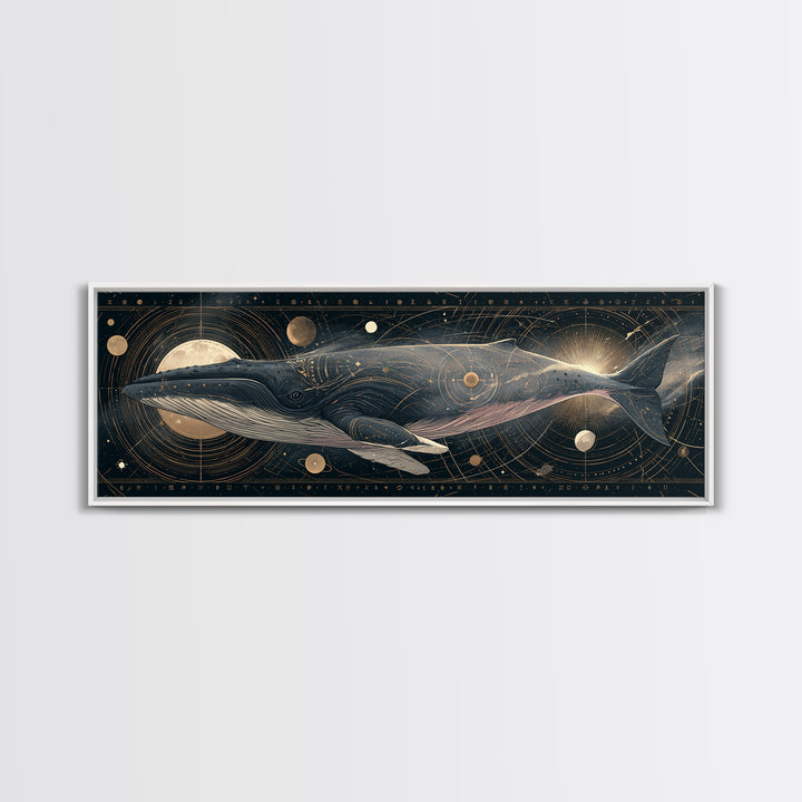 Space Whale Swimming Through Star Dust Canvas Print, Space Art, Wall Decor, Spa Decor, Fine Art, Serenity, Large Wall Art, SAR-3x1-96