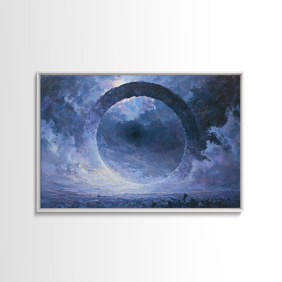 Black Hole with Radiant Accretion Ring Framed Canvas Print, Space Art, Room Decor, Spa Decor, Fine Art, Serenity, Printable Art, SAR-3x2-35