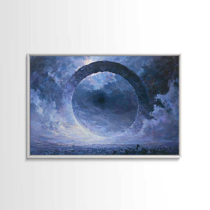 Black Hole with Radiant Accretion Ring Framed Canvas Print, Space Art, Room Decor, Spa Decor, Fine Art, Serenity, Printable Art, SAR-3x2-35