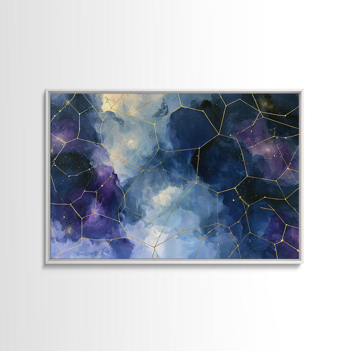 Star Map with Gold Constellation Lines Canvas Print, Space Art, Living Room Wall Art, Spa Decor, Abstract Art, Serenity, SAR-3x2-42
