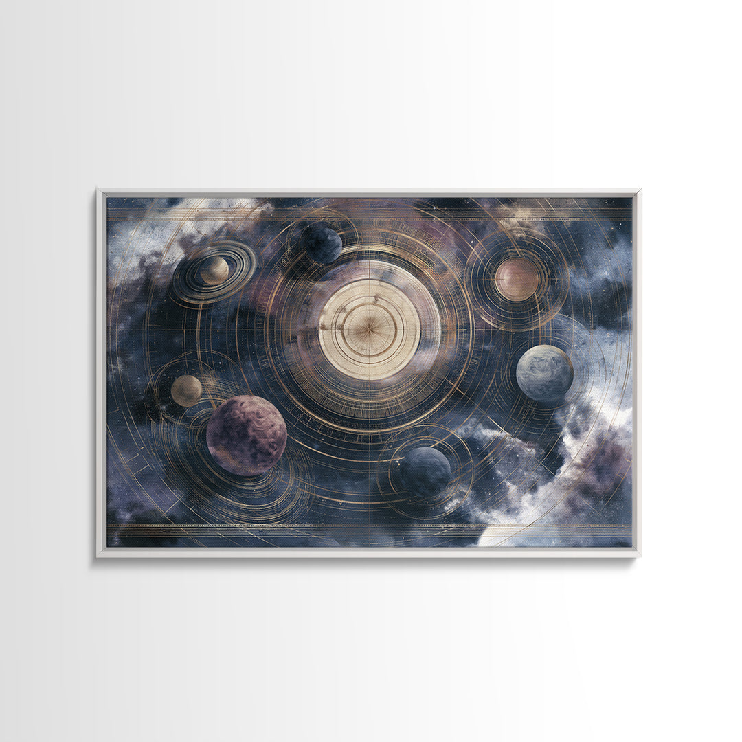 Solar System Arrangement Canvas Print, Space Art, Painting, Spa Decor, Fine Art, Serenity, Canvas Wall Art, Abstract Art, SAR-3x2-56
