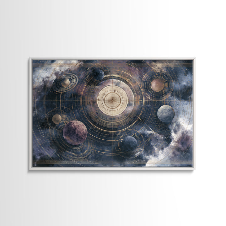 Solar System Arrangement Canvas Print, Space Art, Painting, Spa Decor, Fine Art, Serenity, Canvas Wall Art, Abstract Art, SAR-3x2-56