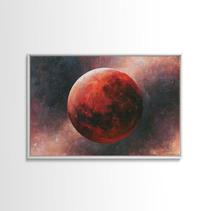Lunar Eclipse in Deep Red Tones Framed Canvas Print, Space Art, Fine Art Print, Spa Decor, Fine Art, Serenity, Wall Decor, SAR-3x2-63