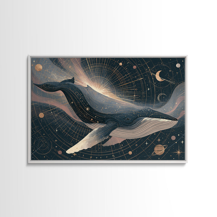 Space Whale Swimming Through Star Dust Canvas Print, Space Art, Canvas, Spa Decor, Fine Art, Serenity, Living Room Wall Art, SAR-3x2-84
