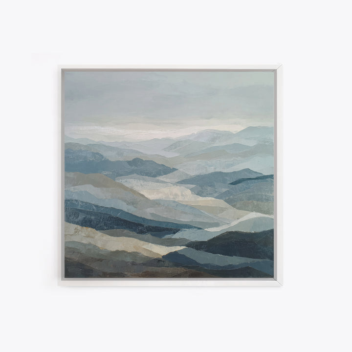 Minimal Fjord Landscape Framed Canvas Print, Scandinavian Art, Living Room Wall Art, Living Room Decor, Oil Painting, Nordic, SCA-1x1-2
