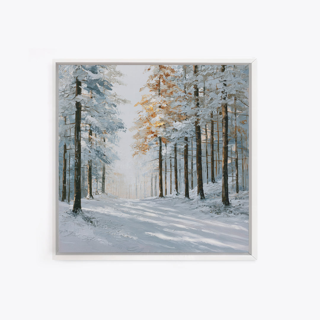 Snowy Nordic Forest Canvas Print, Scandinavian Art, Art, Living Room Decor, Fine Art, Nordic, Abstract Art, Canvas Art, SCA-1x1-25