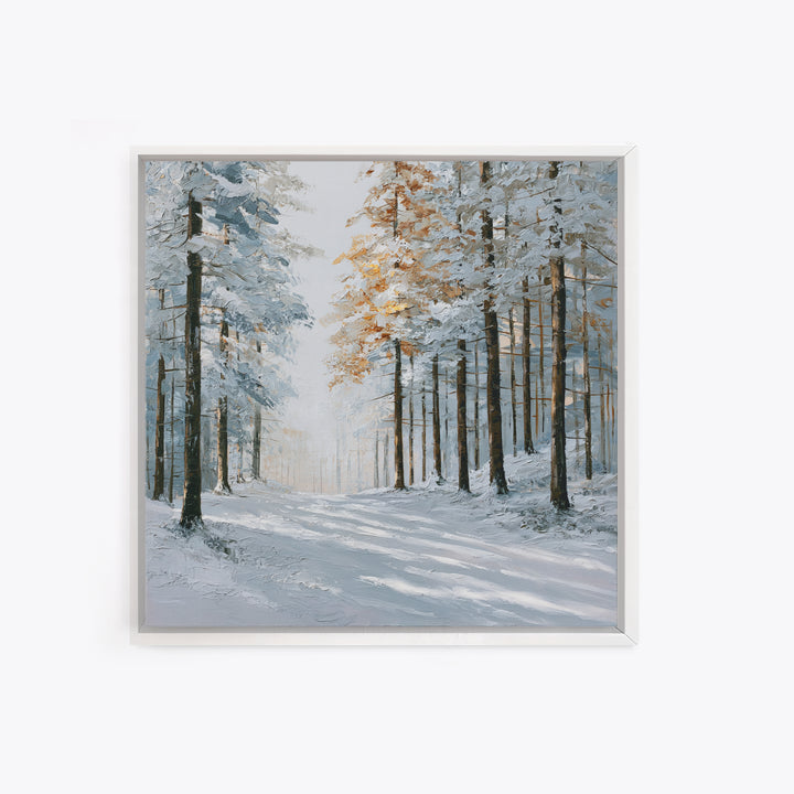 Snowy Nordic Forest Canvas Print, Scandinavian Art, Art, Living Room Decor, Fine Art, Nordic, Abstract Art, Canvas Art, SCA-1x1-25
