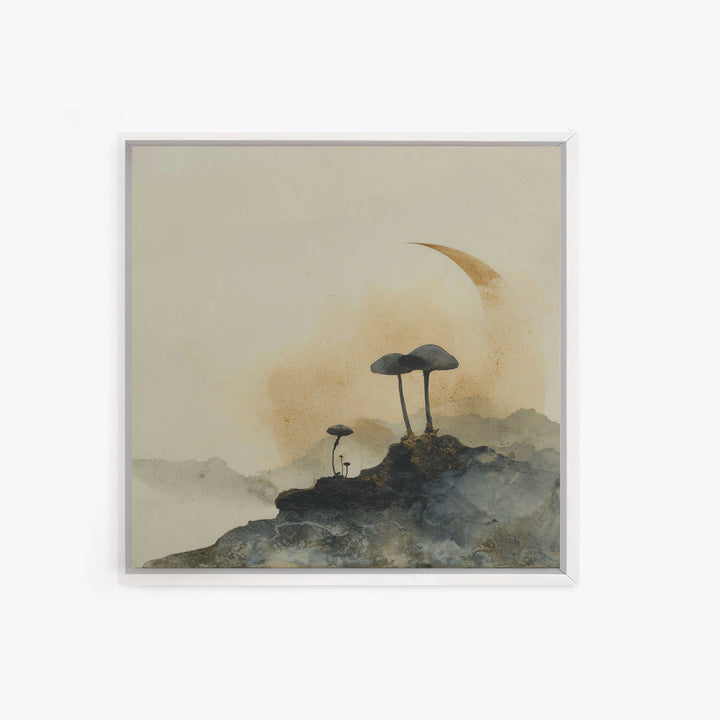 Reindeer Silhouette in Snowy Landscape Canvas Print, Scandinavian Art, Modern Decor, Living Room Decor, Fine Art, Nordic, SCA-1x1-30