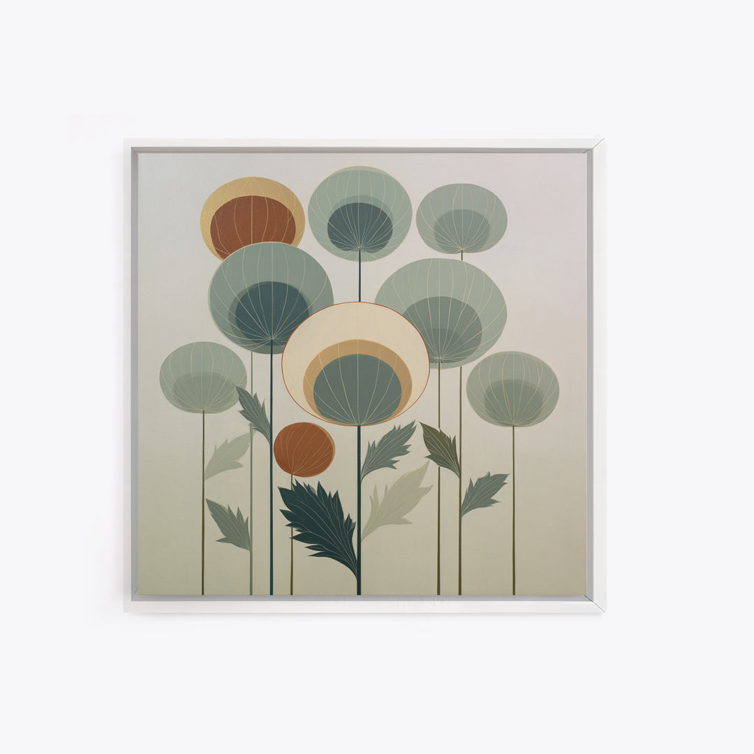 Minimal Meadow Flowers Framed Canvas Print, Scandinavian Art, Fine Art Print, Living Room Decor, Fine Art, Nordic, Printable, SCA-1x1-34