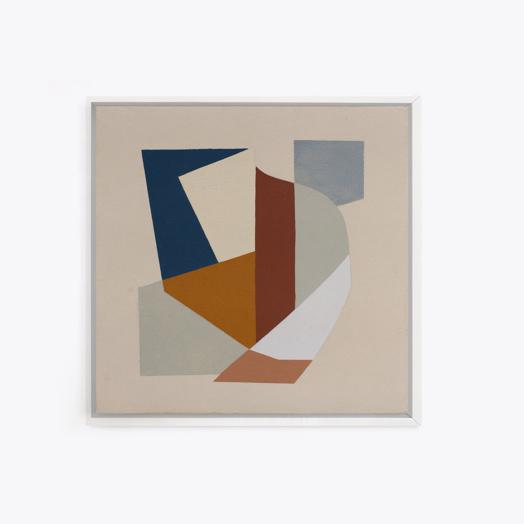 Soft Beige Geometric Abstraction Framed Canvas Print, Scandinavian Art, Gallery Decor, Living Room Decor, Abstract Art, Nordic, SCA-1x1-51