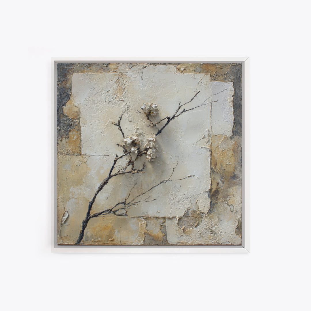 Pale Oak Botanical Line Drawing Framed Canvas Print, Scandinavian Art, Wall Decor, Living Room Decor, Fine Art, Nordic, SCA-1x1-53