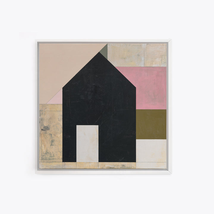 Simple Black House Shape Canvas Print, Scandinavian Art, Neutral Decor, Living Room Decor, Abstract Art, Nordic, Wall Decor, SCA-1x1-55