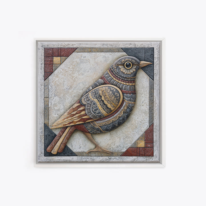 Nordic Folk Bird Canvas Print, Scandinavian Art, Modern Decor, Living Room Decor, Fine Art, Nordic, Wall Decor, Art Print, SCA-1x1-59