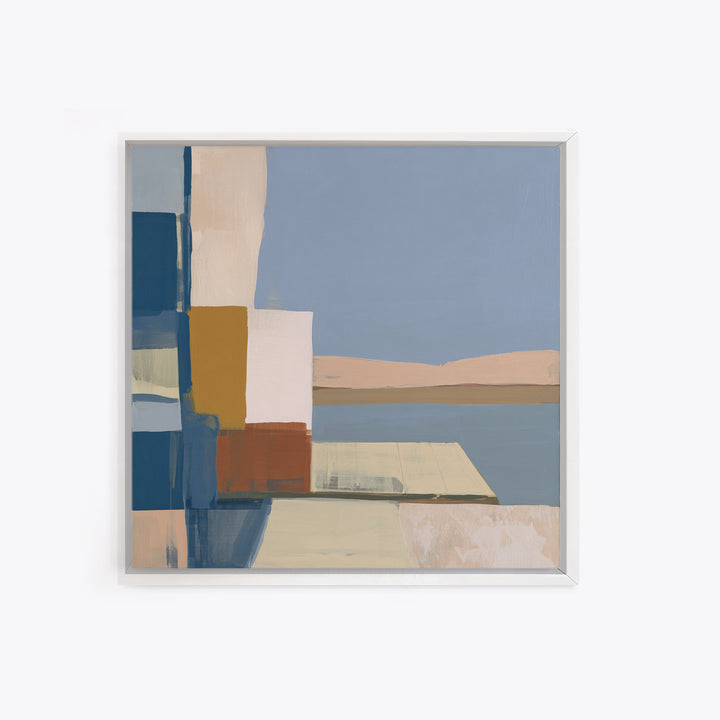 Calm Lake Dock Framed Canvas Print, Scandinavian Art, Fine Art Print, Living Room Decor, Oil Painting, Nordic, Printable, SCA-1x1-63