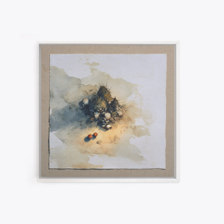 Winter Cabin Smoke Framed Canvas Print, Scandinavian Art, Scandinavian, Living Room Decor, Abstract Art, Nordic, Wall Art, SCA-1x1-66