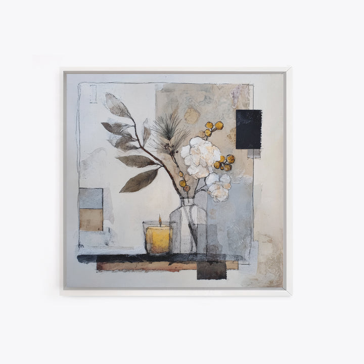 Soft Wool Texture Abstract Framed Canvas Print, Scandinavian Art, Statement Artwork, Living Room Decor, Abstract Art, Nordic, SCA-1x1-67