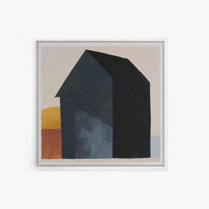 Simple Black House Shape Framed Canvas Print, Scandinavian Art, Abstract Art, Living Room Decor, Nordic, Abstract Painting, SCA-1x1-7
