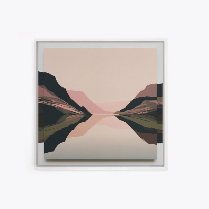 Minimal Fjord Landscape Framed Canvas Print, Scandinavian Art, Room Decor, Living Room Decor, Nordic, Mid Century Modern, SCA-1x1-74