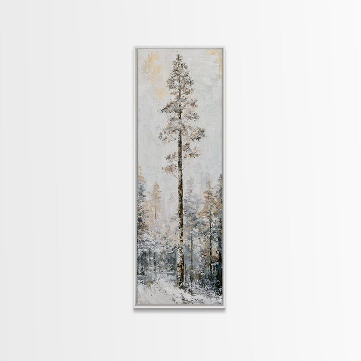 Snowy Nordic Forest Canvas Print, Scandinavian Art, Printable, Living Room Decor, Oil Painting, Nordic, Abstract Wall Art, SCA-1x3-13