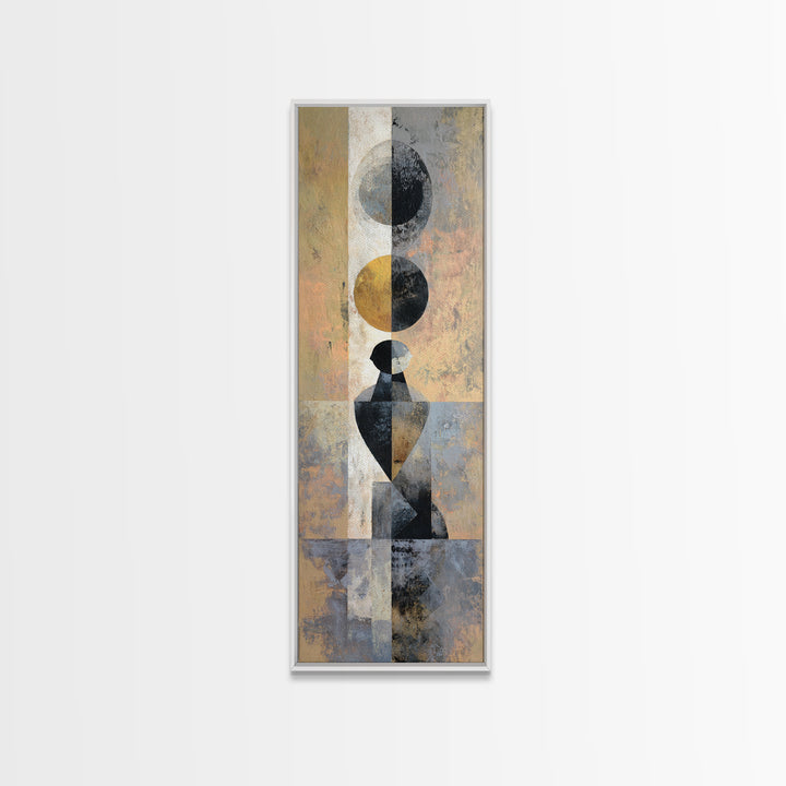 Soft Beige Geometric Abstraction Framed Canvas Print, Scandinavian Art, Modern Wall Art, Living Room Decor, Fine Art, Nordic, SCA-1x3-15