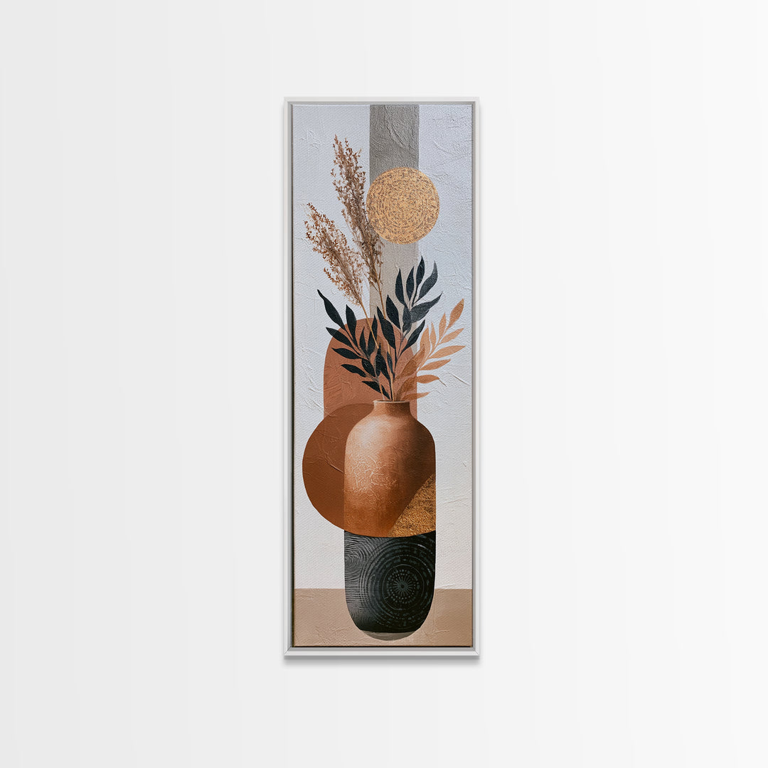 Ceramic Vase with Dried Grasses Canvas Print, Scandinavian Art, Printable Art, Living Room Decor, Fine Art, Nordic, Modern Art, SCA-1x3-25