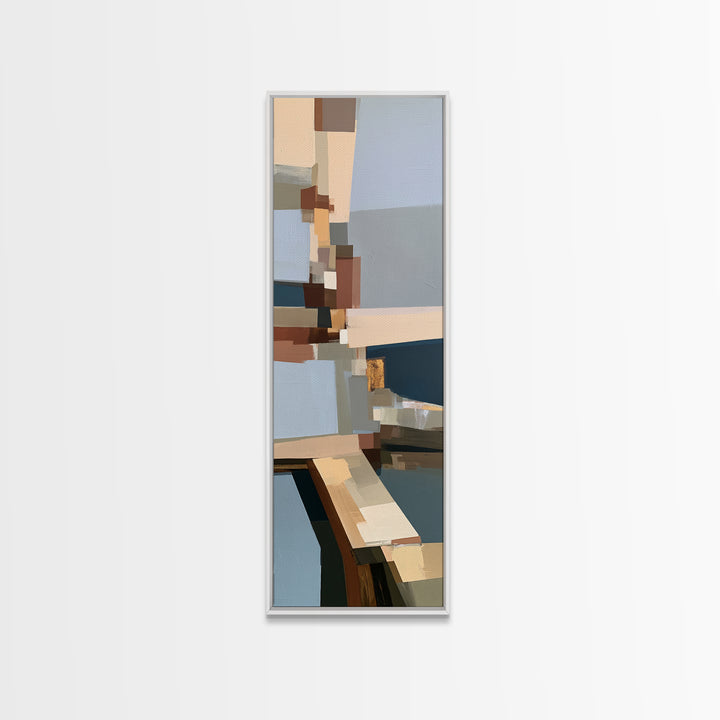 Calm Lake Dock Framed Canvas Print, Scandinavian Art, Abstract Wall Art, Living Room Decor, Fine Art, Nordic, Neutral Decor, SCA-1x3-3