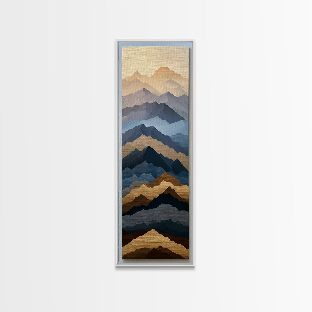 Muted Mountain Layers Canvas Print, Scandinavian Art, Printable Art, Living Room Decor, Oil Painting, Nordic, Modern Art, SCA-1x3-44